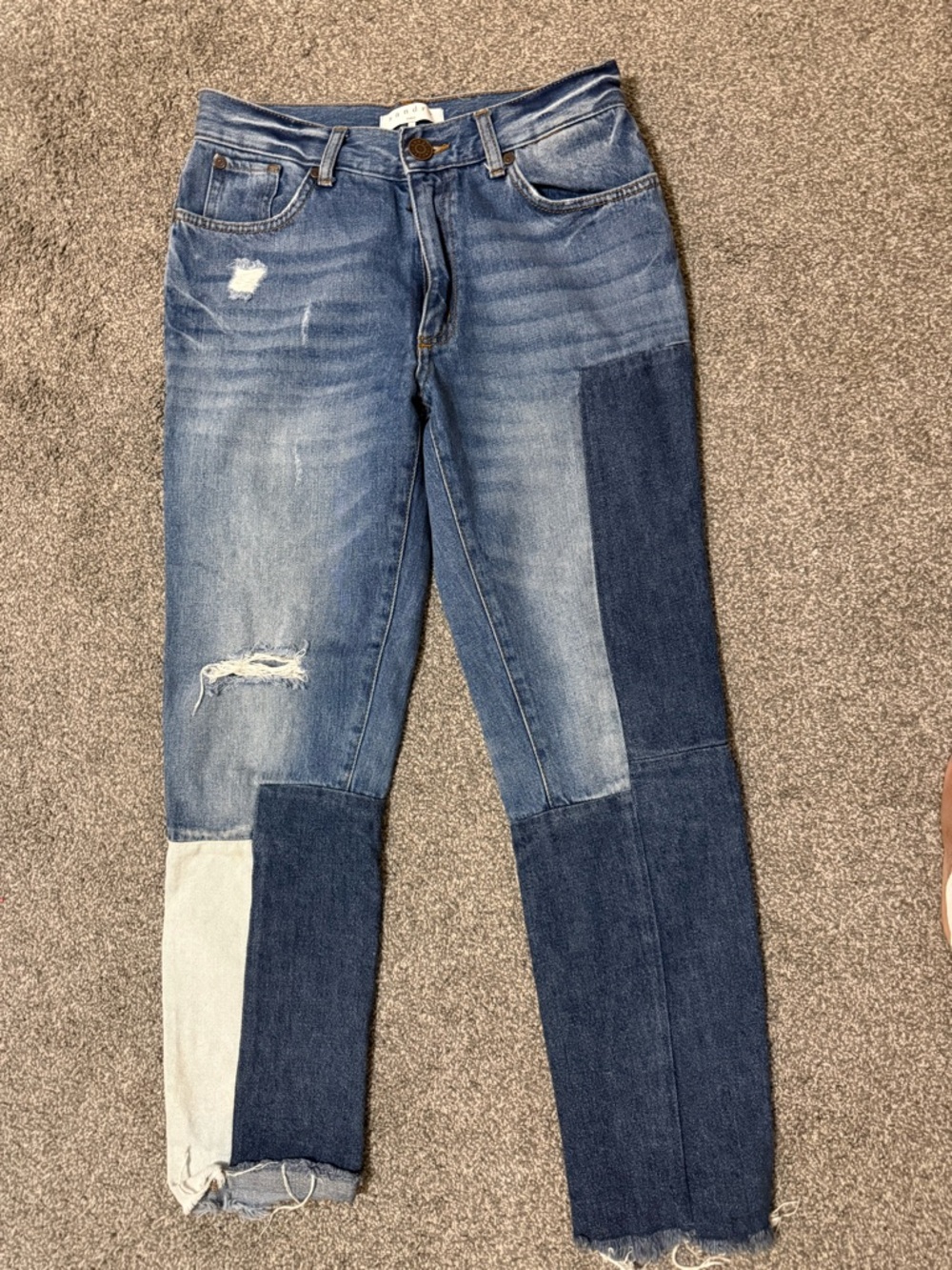 Sandro Patchwork Two-Tone Denim Jeans 38